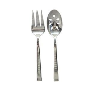 Dansk 18/10 Meridian Stainless Pierced Serving Spoon & Fork Salad Set Cutlery